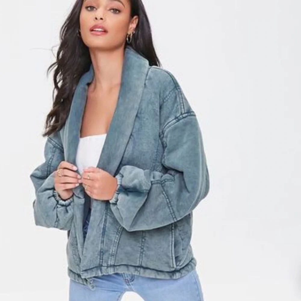 Jacket coat mineral wash blue womens - Picture 6 of 9